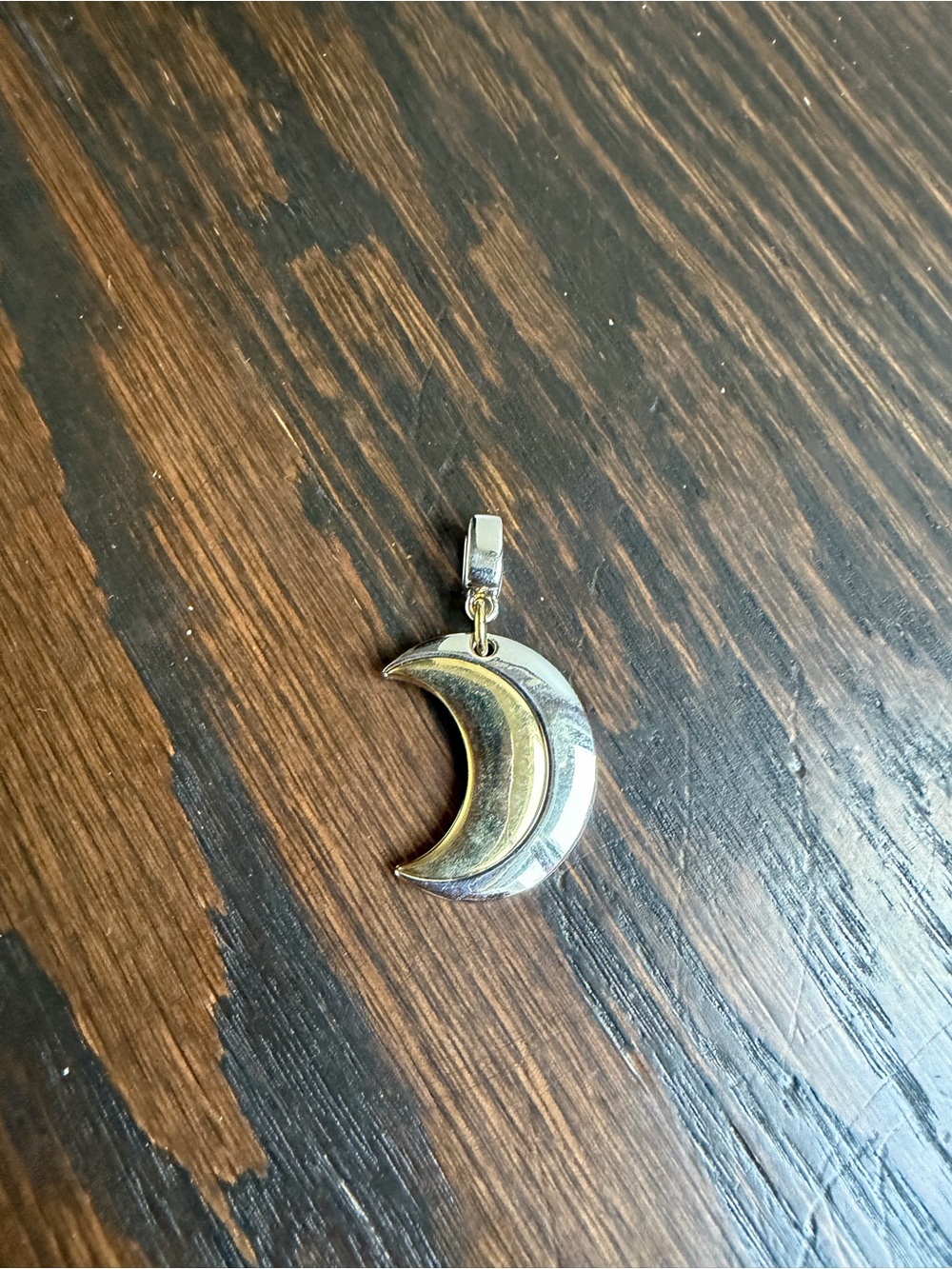 Two-Tone Crescent Moon Pendant